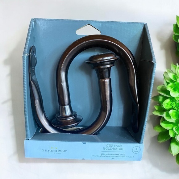 Threshold curtain hold backs oil rubbed bronze finish NWT in box - Picture 1 of 5